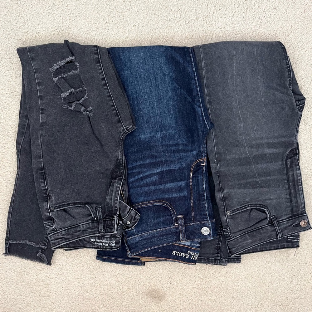 Zara, American Eagle, and Mossino Women's Skinny Jeans - Black and Dark Blue